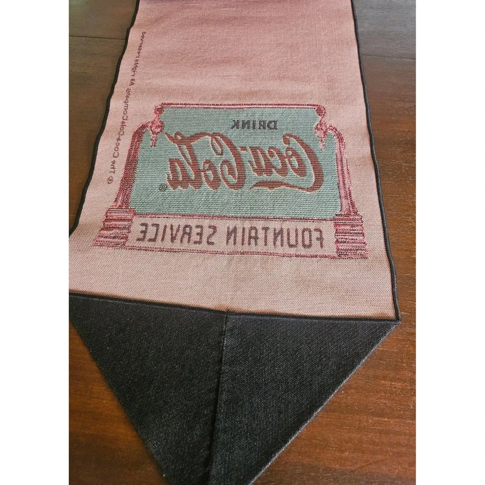 Coca-Cola Table Runner Home Decor Black Red Vintage Fountain Service Tapestry